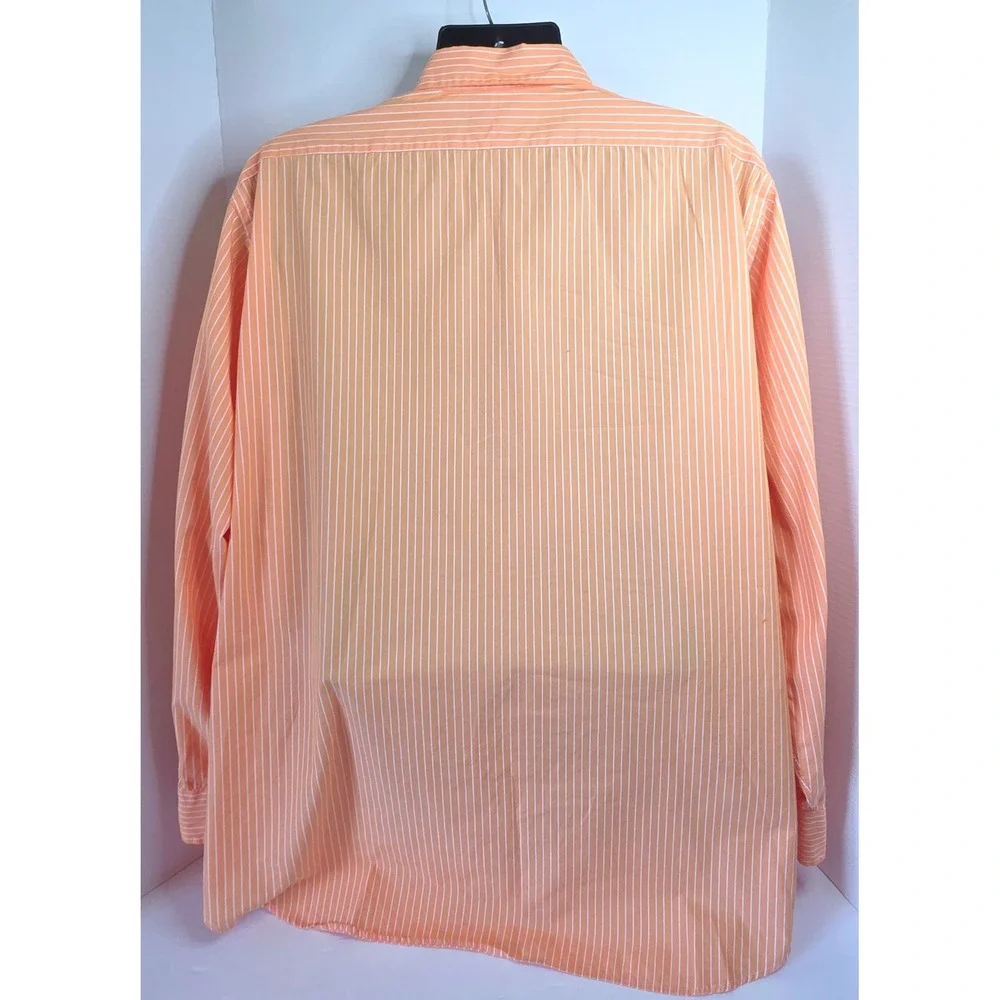Polo Ralph Lauren Alcott Orange White Striped Cotton Button Down Shirt 18 34/35